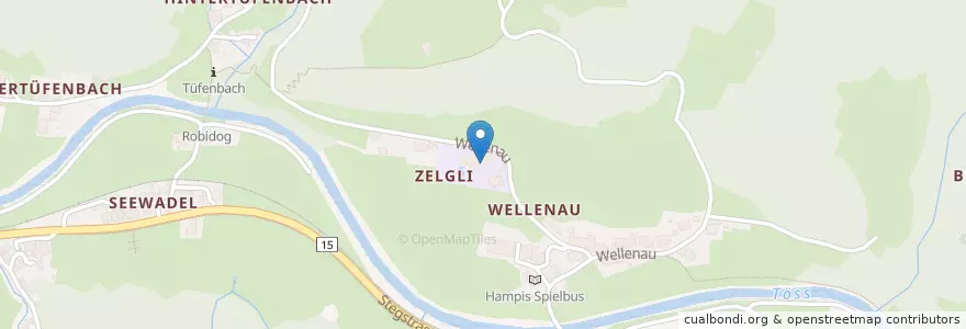 Mapa de ubicacion de Kindergarten Wellenau en Schweiz/Suisse/Svizzera/Svizra, Zürich, Bezirk Pfäffikon, Bauma.