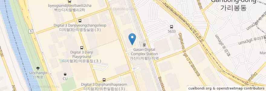Mapa de ubicacion de 투썸 플레이스 en Corea Del Sur, Seúl, 금천구, 가산동.