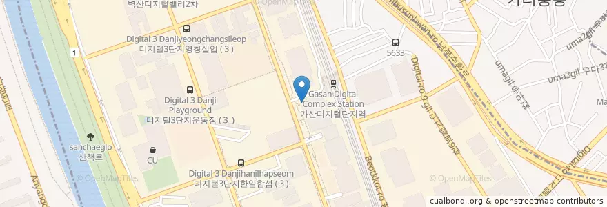 Mapa de ubicacion de 버거킹 en Corea Del Sur, Seúl, 금천구, 가산동.