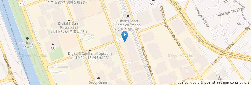 Mapa de ubicacion de 스타벅스 en Coreia Do Sul, Seul, 금천구, 가산동.