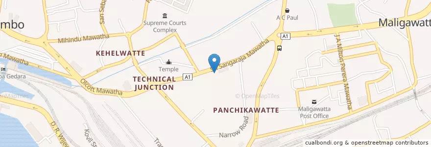 Mapa de ubicacion de Sri Sangaraja Central College en 스리랑카, බස්නාහිර පළාත, කොළඹ දිස්ත්‍රික්කය, 콜롬보.