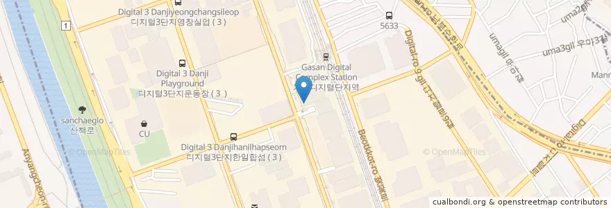Mapa de ubicacion de 프라자약국 en Республика Корея, Сеул, 금천구, 가산동.