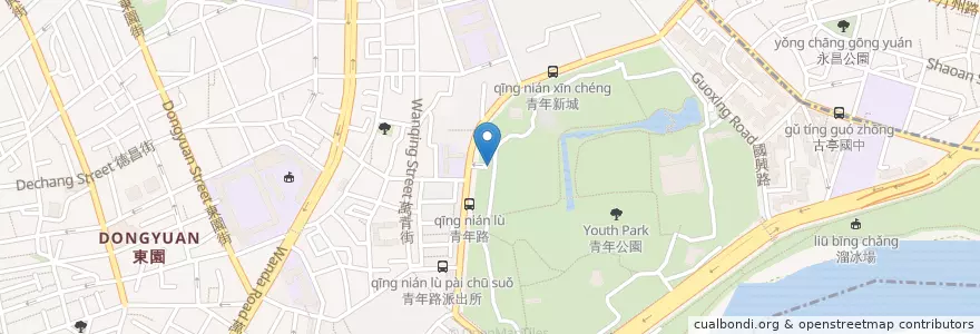 Mapa de ubicacion de 青年公園棒球場地下停車場 en Taiwán, Nuevo Taipéi, Taipéi, 萬華區.