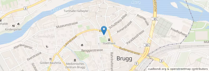 Mapa de ubicacion de Eisi en Svizzera, Argovia, Bezirk Brugg, Brugg.