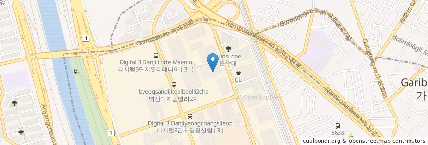 Mapa de ubicacion de 김밥천국 en 대한민국, 서울.