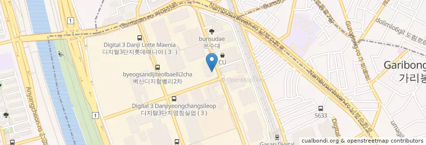Mapa de ubicacion de 한솥도시락 en 韩国/南韓, 首尔, 衿川區.