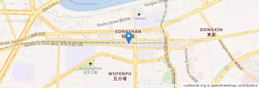 Mapa de ubicacion de 松山車站機車停車場 en 臺灣, 新北市, 臺北市, 松山區.