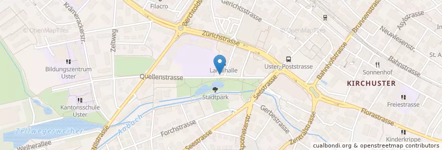 Mapa de ubicacion de Stadtpark-Café en Schweiz/Suisse/Svizzera/Svizra, Zürich, Bezirk Uster, Uster.