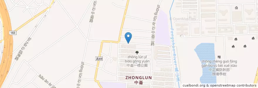 Mapa de ubicacion de 中崙郵局 en 台湾, 高雄市, 鳳山区.