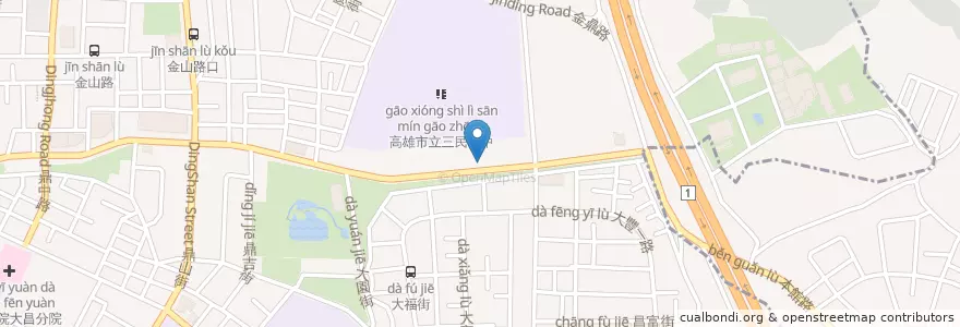 Mapa de ubicacion de 高雄銀行 en Taiwan, Kaohsiung, 三民區.