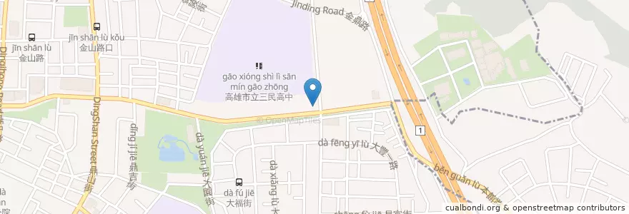 Mapa de ubicacion de 不思議咖啡早午餐 en Taiwan, Kaohsiung, Sanmin.