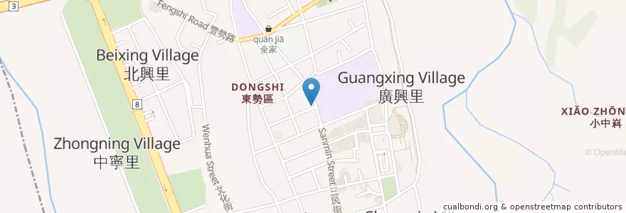 Mapa de ubicacion de 老趙排骨牛肉麵 en 타이완, 타이중 시, 둥스 구.