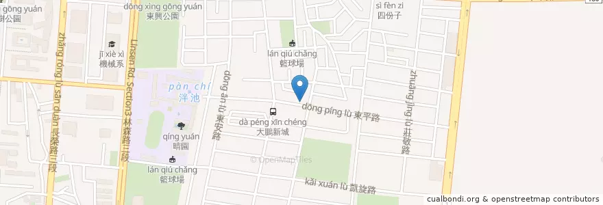 Mapa de ubicacion de 黑貓早午餐 en 台湾, 台南市, 東区.