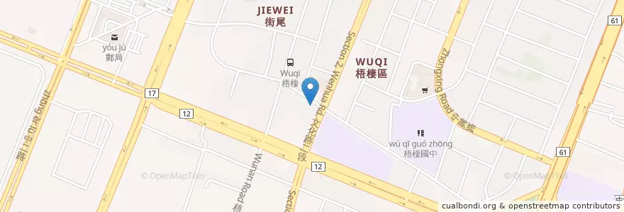Mapa de ubicacion de 民生蒸餃牛肉麵 en تايوان, تاي شانغ, 梧棲區.