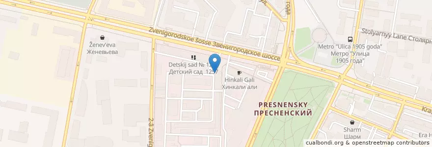 Mapa de ubicacion de Cinq Sens en Russia, Distretto Federale Centrale, Москва, Центральный Административный Округ, Пресненский Район.