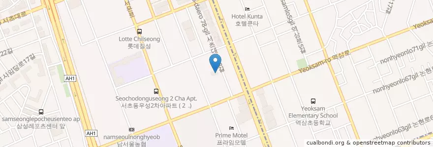 Mapa de ubicacion de 곤들애 en Korea Selatan, 서울, 서초구, 서초동, 서초2동.