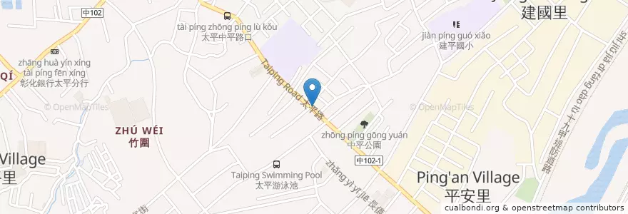 Mapa de ubicacion de 炒麵店 en Tayvan, Taichung, 太平區.
