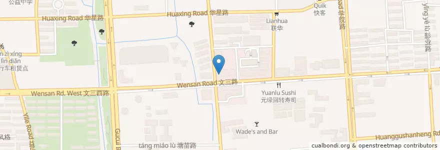 Mapa de ubicacion de 广东发展银行 en China, Zhejiang, Hangzhou, 西湖区.