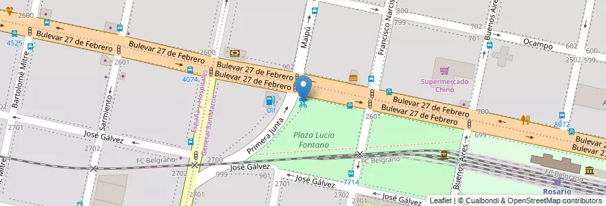 Mapa de ubicacion de 32 - Parque Hipólito Yrigoyen en آرژانتین, سانتافه, Departamento Rosario, Municipio De Rosario, تسبیح.