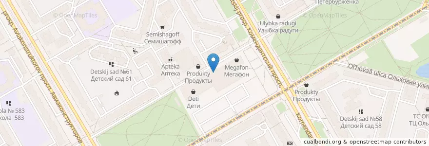 Mapa de ubicacion de McDonald's en Russia, Northwestern Federal District, Leningrad Oblast, Saint Petersburg, Приморский Район, Округ Юнтолово.