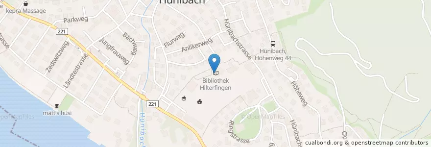 Mapa de ubicacion de Bibliothek Hilterfingen en Suíça, Berna, Verwaltungsregion Oberland, Verwaltungskreis Thun, Hilterfingen.