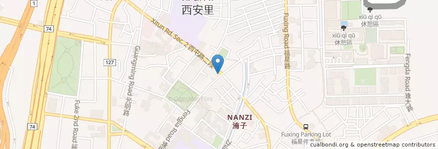 Mapa de ubicacion de 嘉義火雞肉飯 en 臺灣, 臺中市, 西屯區.