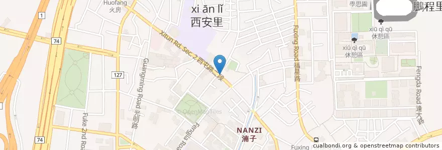 Mapa de ubicacion de 旺福草袋飯 en Taiwan, 臺中市, 西屯區.