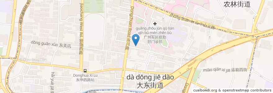 Mapa de ubicacion de 东川新街市 en Cina, Guangdong, 广州市, 越秀区, 大东街道.