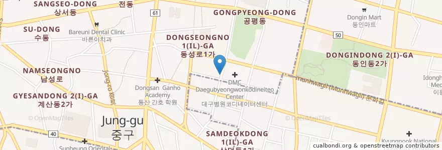 Mapa de ubicacion de 금곡삼계탕 en Güney Kore, Daegu, 중구, 성내동.