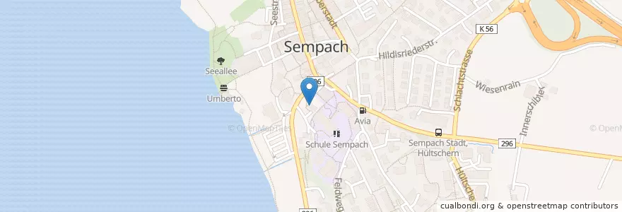 Mapa de ubicacion de Bibliothek Sempach en Schweiz/Suisse/Svizzera/Svizra, Luzern, Sempach.