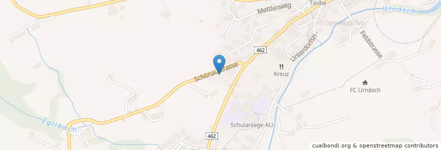 Mapa de ubicacion de Kindergarten Haltentobel en Schweiz/Suisse/Svizzera/Svizra, Appenzell Ausserrhoden, Sankt Gallen, Hinterland, Urnäsch.