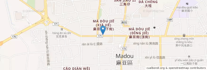 Mapa de ubicacion de 小南排骨 en 臺灣, 臺南市, 麻豆區.