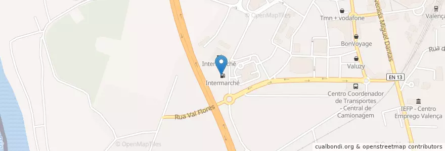 Mapa de ubicacion de Intermarché en البرتغال, المنطقة الشمالية (البرتغال), ألتو مينيو, فيانا دو كاستيلو, Valença, Valença, Cristelo Covo E Arão.
