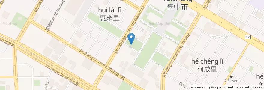 Mapa de ubicacion de 惠來里福德祠 en تایوان, تایچونگ, 西屯區.