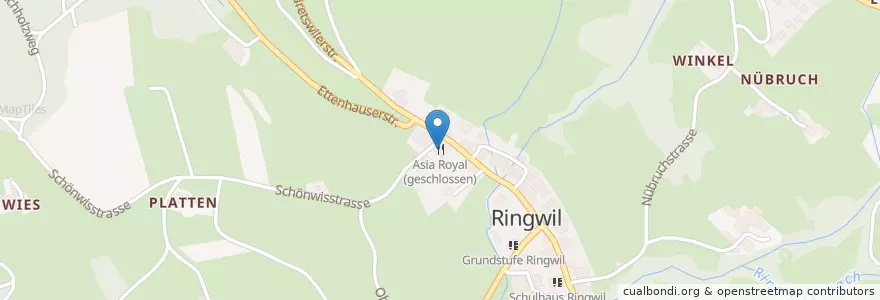 Mapa de ubicacion de Asia Royal (geschlossen) en Suisse, Zurich, Bezirk Hinwil, Hinwil.