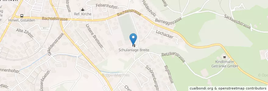 Mapa de ubicacion de Schulanlage Breite en Suisse, Zurich, Bezirk Hinwil, Hinwil.