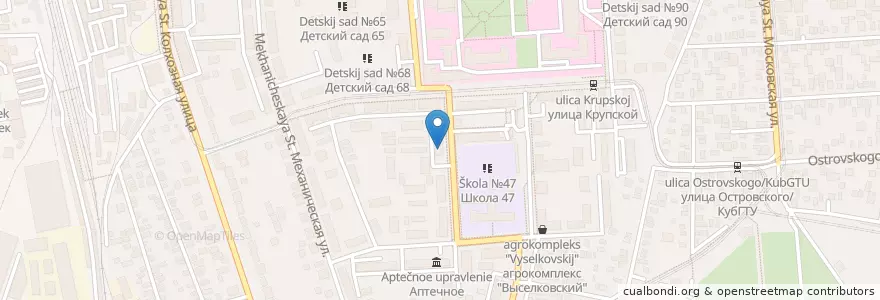 Mapa de ubicacion de "Берег" - услуги по социальной реабилитации en روسيا, منطقة فيدرالية جنوبية, منطقة كراسنودار, Городской Округ Краснодар.