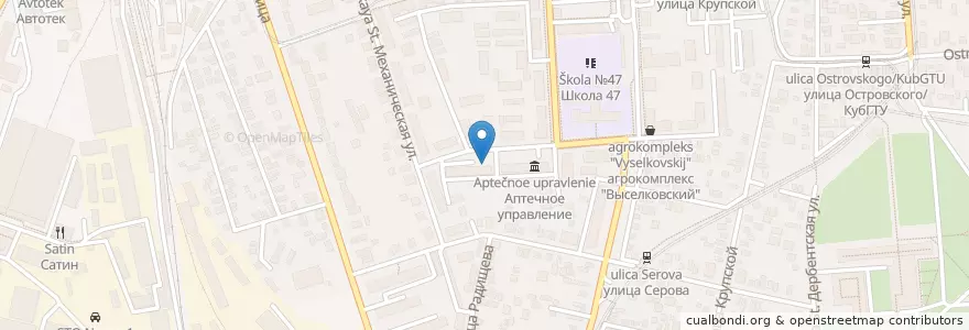 Mapa de ubicacion de Аптечное управление en روسيا, منطقة فيدرالية جنوبية, منطقة كراسنودار, Городской Округ Краснодар.