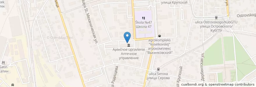 Mapa de ubicacion de Аптечное управление en Rússia, Distrito Federal Do Sul, Krai De Krasnodar, Городской Округ Краснодар.