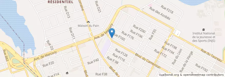 Mapa de ubicacion de Pharmacie PTT en Côte D’Ivoire, Abidjan, Marcory.