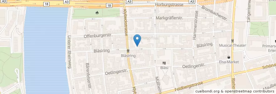 Mapa de ubicacion de GGG Stadtbibliothek Bläsi en Schweiz/Suisse/Svizzera/Svizra, Basel-Stadt, Basel.