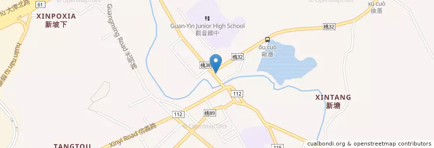 Mapa de ubicacion de 桃園客運觀音站 en Тайвань, Таоюань, 觀音區.