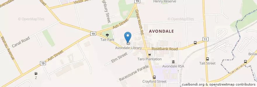 Mapa de ubicacion de Avondale Library en Nueva Zelanda, Auckland, Whau.