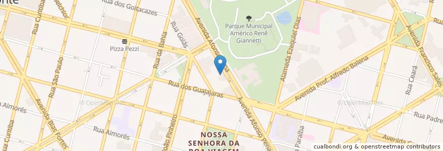 Mapa de ubicacion de Teatro Casanova en Brasilien, Südosten, Minas Gerais, Região Geográfica Intermediária De Belo Horizonte, Região Metropolitana De Belo Horizonte, Microrregião Belo Horizonte, Belo Horizonte.