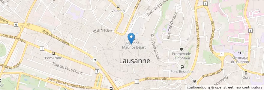 Mapa de ubicacion de Tribeca en İsviçre, Vaud, District De Lausanne, Lausanne.
