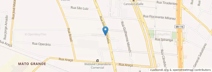 Mapa de ubicacion de Praça Araça - Anexo 1 en البَرَازِيل, المنطقة الجنوبية, ريو غراندي دو سول, Região Geográfica Intermediária De Porto Alegre, Região Metropolitana De Porto Alegre, Região Geográfica Imediata De Porto Alegre, Canoas.