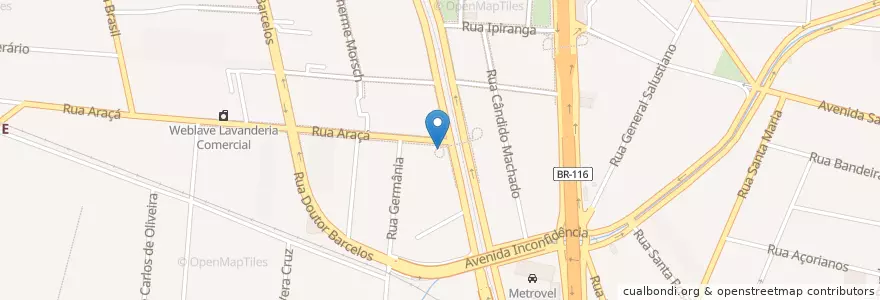 Mapa de ubicacion de Praça Araça - Matriz en Brasil, Região Sul, Rio Grande Do Sul, Região Geográfica Intermediária De Porto Alegre, Região Metropolitana De Porto Alegre, Região Geográfica Imediata De Porto Alegre, Canoas.