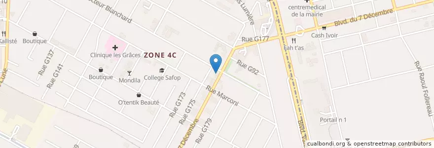 Mapa de ubicacion de Le petit Café en Ivoorkust, Abidjan, Marcory.
