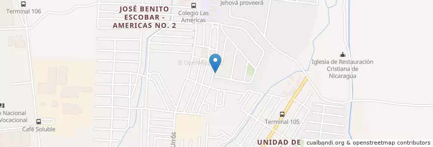 Mapa de ubicacion de Iglesia de Jesucristo de los Últimos Días, Las Américas 2 en Nikaragua, Departamento De Managua, Managua (Municipio).