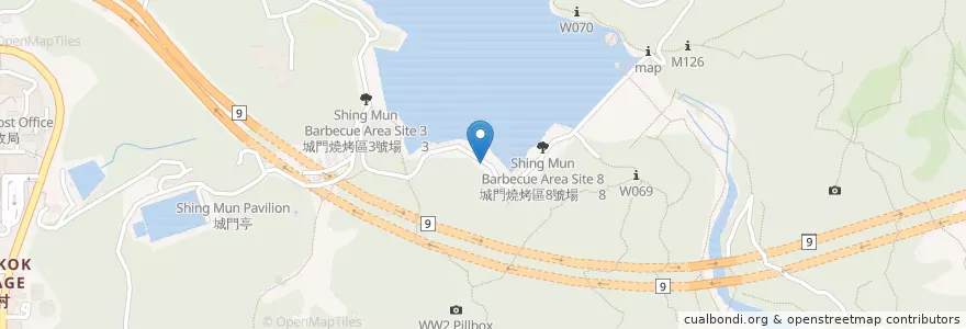 Mapa de ubicacion de 城門燒烤區6號場 Shing Mun Barbecue Area Site 6 en China, Provincia De Cantón, Hong Kong, Nuevos Territorios, 葵青區 Kwai Tsing District, 荃灣區 Tsuen Wan District.